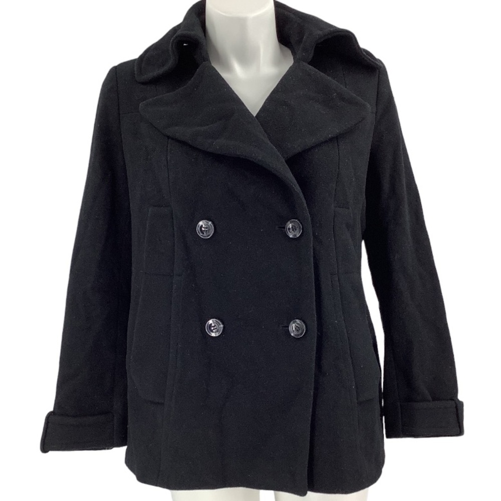 Marc New York Andrew Marc Black 80% Wool Pea Coat Plus Size 14